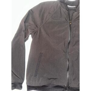 DKNY Donna Karan Black Sport Tonal Graphic Logo Bomber Jacket Small